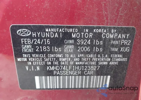 2017 Hyundai Elantra Se z USA, uszkodzony, nr VIN KMHD74LF1HU123827